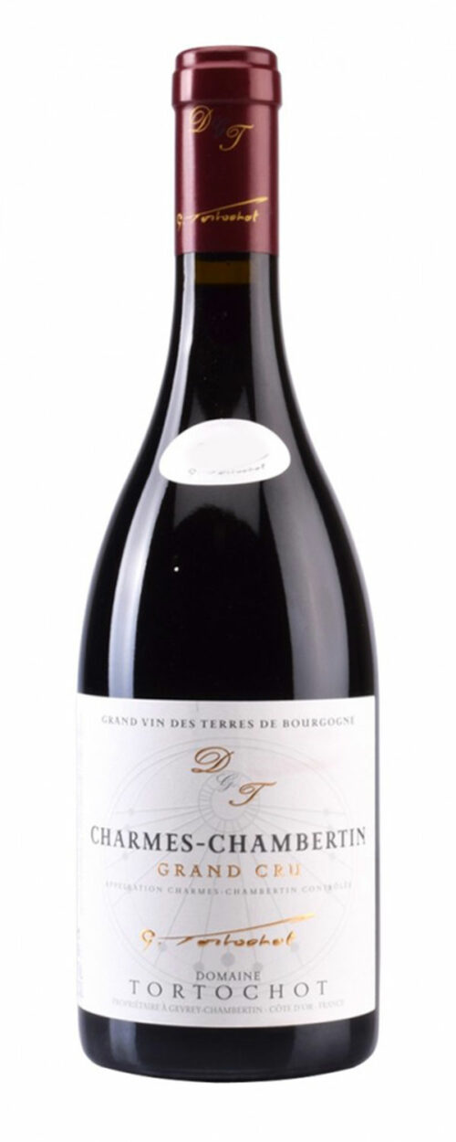 tortochot chames chambertin grand cru pinot noir bottle with white and gold label