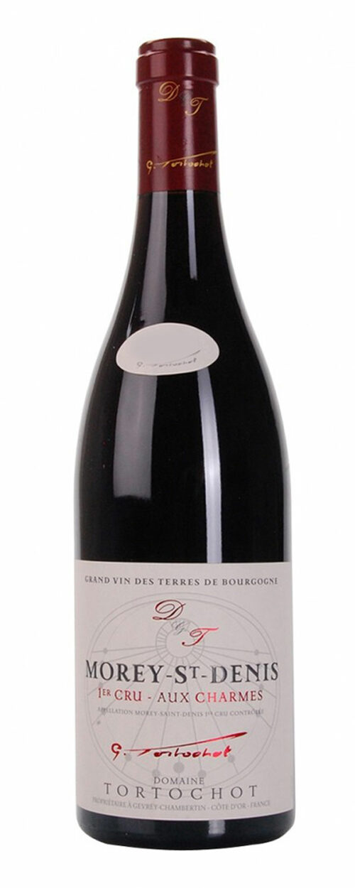Tortochot Morey St Denis Pinot Noir wine bottle with white and red label